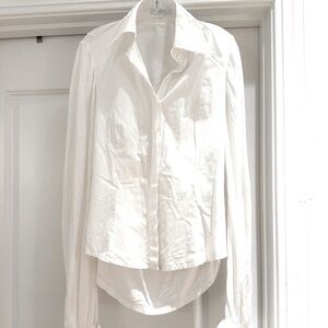 ANNE FONTAINE French Designer Classic White Blouse with romantic cuff details.
